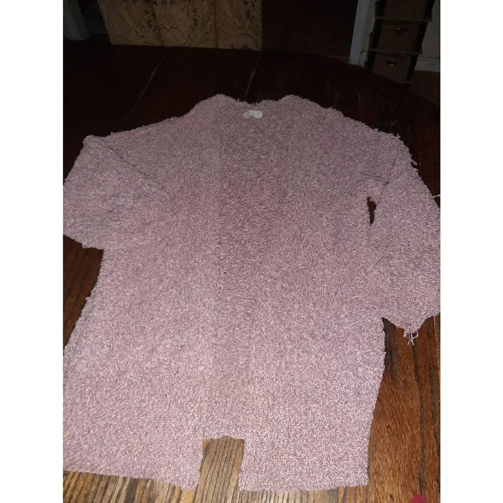 XS Altar'd State Mauve Pink Long Sleeve Loose Shag Knit Cardigan Outer Sweater